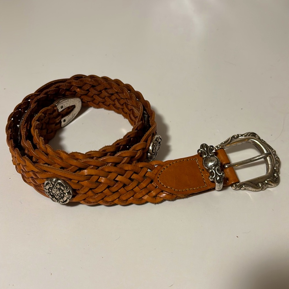 Fossil Women’s Southwestern Woven Leather Belt w/ Silver Hardware BT4410 - L